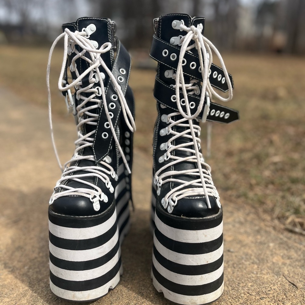 Current Mood Striped Double Stack Platform Boots - image 2